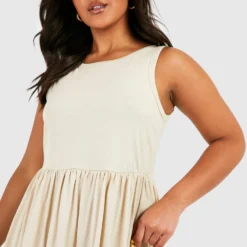 BOOHOO Grande Taille - Robe Mi-longue Sans Manches En Coton -Pas Cher Vêtue Diva Magasin gzz59448 stone xl 3 scaled