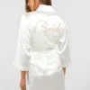 BOOHOO Robe De Chambre Satinée à Inscription Bride