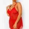 Grande Taille - Robe Nuisette En Tulle -Pas Cher Vêtue Diva Magasin pzz00504 red xl