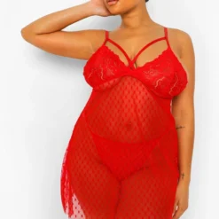 Grande Taille - Robe Nuisette En Tulle -Pas Cher Vêtue Diva Magasin pzz00504 red xl 2
