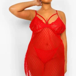 Grande Taille - Robe Nuisette En Tulle -Pas Cher Vêtue Diva Magasin pzz00504 red xl 3