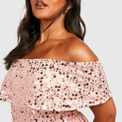 Grande Taille - Robe Mi-longue à Paillettes Et Col Bateau -Pas Cher Vêtue Diva Magasin pzz01451 blush xl 3 scaled