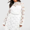 Grande Taille - Robe Patineuse Premium à Dentelle -Pas Cher Vêtue Diva Magasin pzz01459 ivory xl