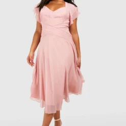 Grande Taille - Robe Mi-longue Habillée à Manches Courtes -Pas Cher Vêtue Diva Magasin pzz01460 blush xl 2 scaled