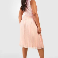 Grande Taille - Robe Mi-longue à Paillettes 7 Grande Taille - Robe Mi-longue à Paillettes -Pas Cher Vêtue Diva Magasin pzz01461 blush xl 1