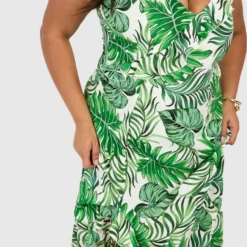 Grande Taille - Robe Longue à Bretelles Imprimé Tropical -Pas Cher Vêtue Diva Magasin pzz01754 white xl 3 scaled