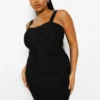 Grande Taille - Robe Moulante Style Corset Sculptante à Bande