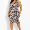 Grande Taille - Robe Mi Longue Cache-cœur Imprimé Léopard -Pas Cher Vêtue Diva Magasin pzz02519 leopard xl