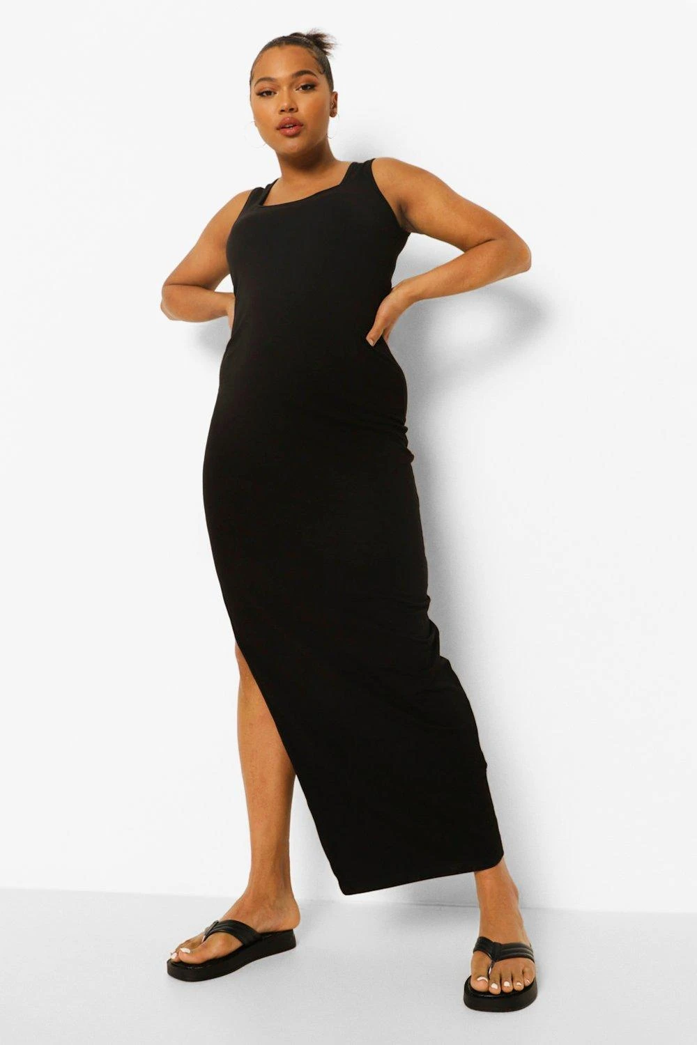 Grande Taille - Robe Longue à Col Carré 6 Grande Taille - Robe Longue à Col Carré – Image 4