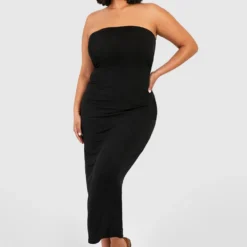Grande Taille - Robe Longue Basique Bustier -Pas Cher Vêtue Diva Magasin pzz02632 black xl 2