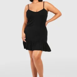 Grande Taille - Robe D'été à Bretelles Et Volants -Pas Cher Vêtue Diva Magasin pzz02848 black xl 2