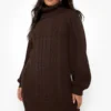 Grande Taille - Robe Pull En Maille Recyclée -Pas Cher Vêtue Diva Magasin pzz05562 chocolate xl