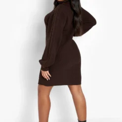 Grande Taille - Robe Pull En Maille Recyclée 7 Grande Taille - Robe Pull En Maille Recyclée -Pas Cher Vêtue Diva Magasin pzz05562 chocolate xl 1