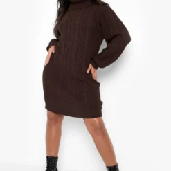 Grande Taille - Robe Pull En Maille Recyclée 8 Grande Taille - Robe Pull En Maille Recyclée -Pas Cher Vêtue Diva Magasin pzz05562 chocolate xl 2