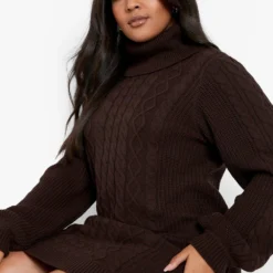 Grande Taille - Robe Pull En Maille Recyclée 9 Grande Taille - Robe Pull En Maille Recyclée -Pas Cher Vêtue Diva Magasin pzz05562 chocolate xl 3