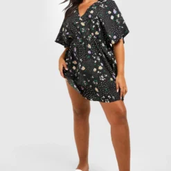 Grande Taille - Robe Patineuse Cache-coeur à Fleurs -Pas Cher Vêtue Diva Magasin pzz05951 black xl 2