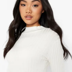 Petite - Robe Pull à Col Roulé En Tissu Recyclé -Pas Cher Vêtue Diva Magasin pzz06829 ecru xl 3 scaled