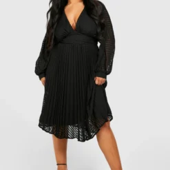 Grande Taille - Robe Patineuse Mi-longue Texturée