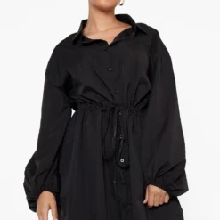 Grande Taille - Robe Chemise à Manches Oversize