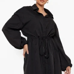 Grande Taille - Robe Chemise à Manches Oversize -Pas Cher Vêtue Diva Magasin pzz08373 black xl 3