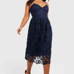 Grande Taille - Robe Patineuse Mi-longue En Crochet 8 Grande Taille - Robe Patineuse Mi-longue En Crochet -Pas Cher Vêtue Diva Magasin pzz08460 navy xl 2