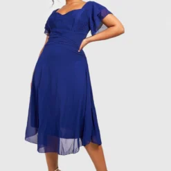 Grande Taille - Robe Mi-longue Habillée à Manches Courtes 8 Grande Taille - Robe Mi-longue Habillée à Manches Courtes -Pas Cher Vêtue Diva Magasin pzz08501 navy xl 2
