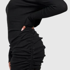 Grande Taille - Robe Moulante Côtelée à Manches Longues -Pas Cher Vêtue Diva Magasin pzz08806 black xl 3