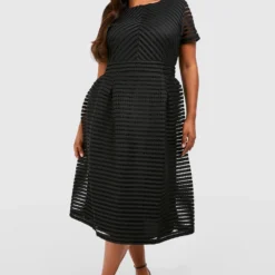 Grande Taille - Robe Mi-longue Ample Texturée -Pas Cher Vêtue Diva Magasin pzz09611 black xl 2