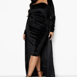 Grande Taille - Ensemble Velours Avec Cardigan Long Et Robe Bustier 8 Grande Taille - Ensemble Velours Avec Cardigan Long Et Robe Bustier -Pas Cher Vêtue Diva Magasin pzz09634 black xl 2