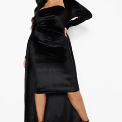 Grande Taille - Ensemble Velours Avec Cardigan Long Et Robe Bustier 9 Grande Taille - Ensemble Velours Avec Cardigan Long Et Robe Bustier -Pas Cher Vêtue Diva Magasin pzz09634 black xl 3