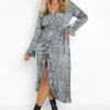 Grande Taille - Robe Cache-cœur Volantée Effet Serpent -Pas Cher Vêtue Diva Magasin pzz09655 grey xl