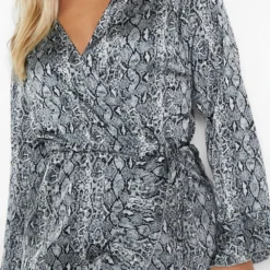 Grande Taille - Robe Cache-cœur Volantée Effet Serpent -Pas Cher Vêtue Diva Magasin pzz09655 grey xl 3