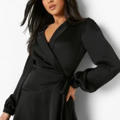 Petite - Robe Patineuse Satinée -Pas Cher Vêtue Diva Magasin pzz09953 black xl 3