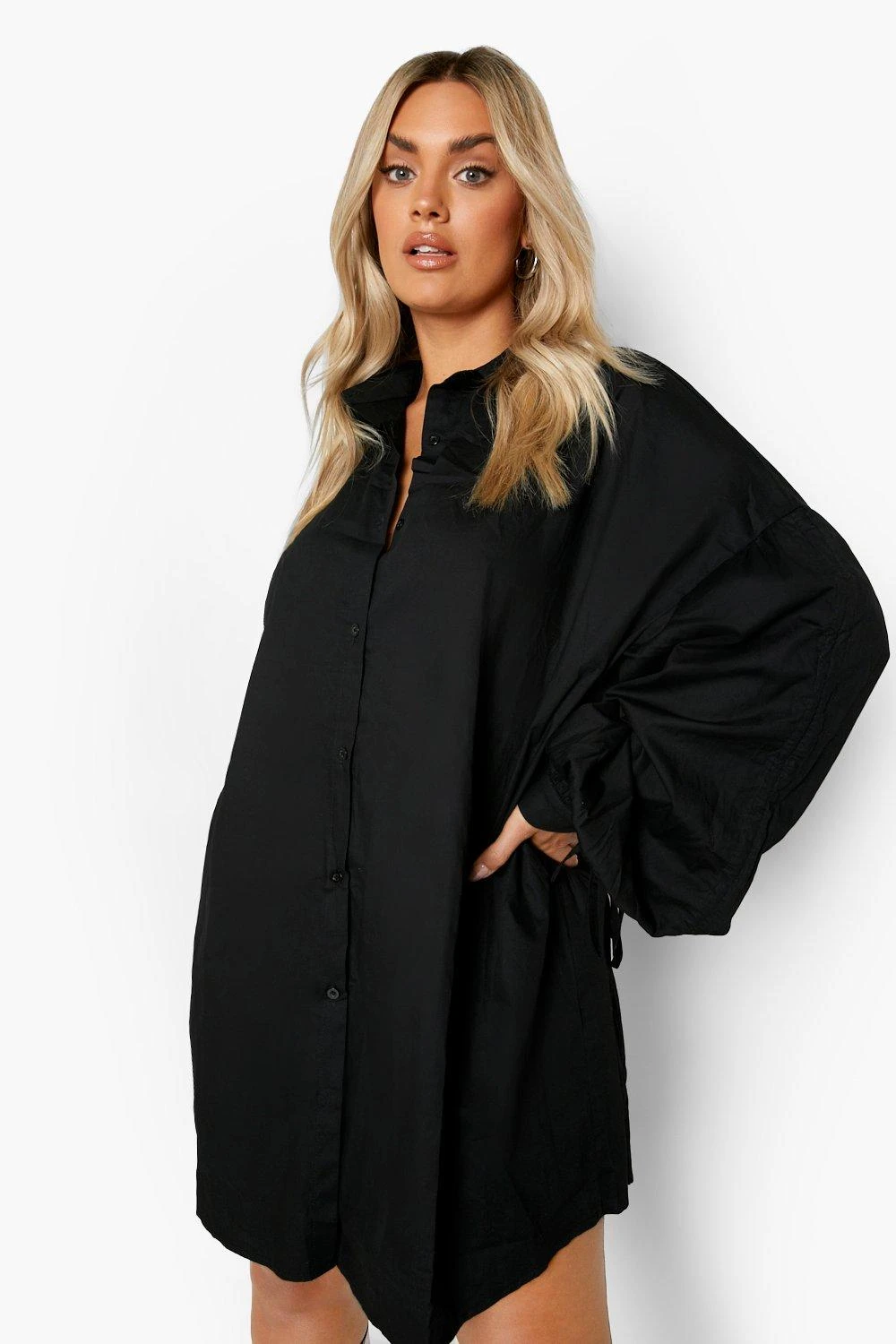 Grande Taille - Robe Chemise Oversize à Détails Froncés 3 Grande Taille - Robe Chemise Oversize à Détails Froncés