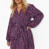 Grande Taille - Robe Portefeuille à Imprimé Fleuri -Pas Cher Vêtue Diva Magasin pzz10032 purple xl