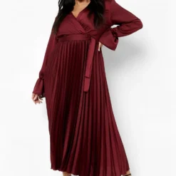 Grande Taille - Robe Cache-cœur Satinée à Manches évasées