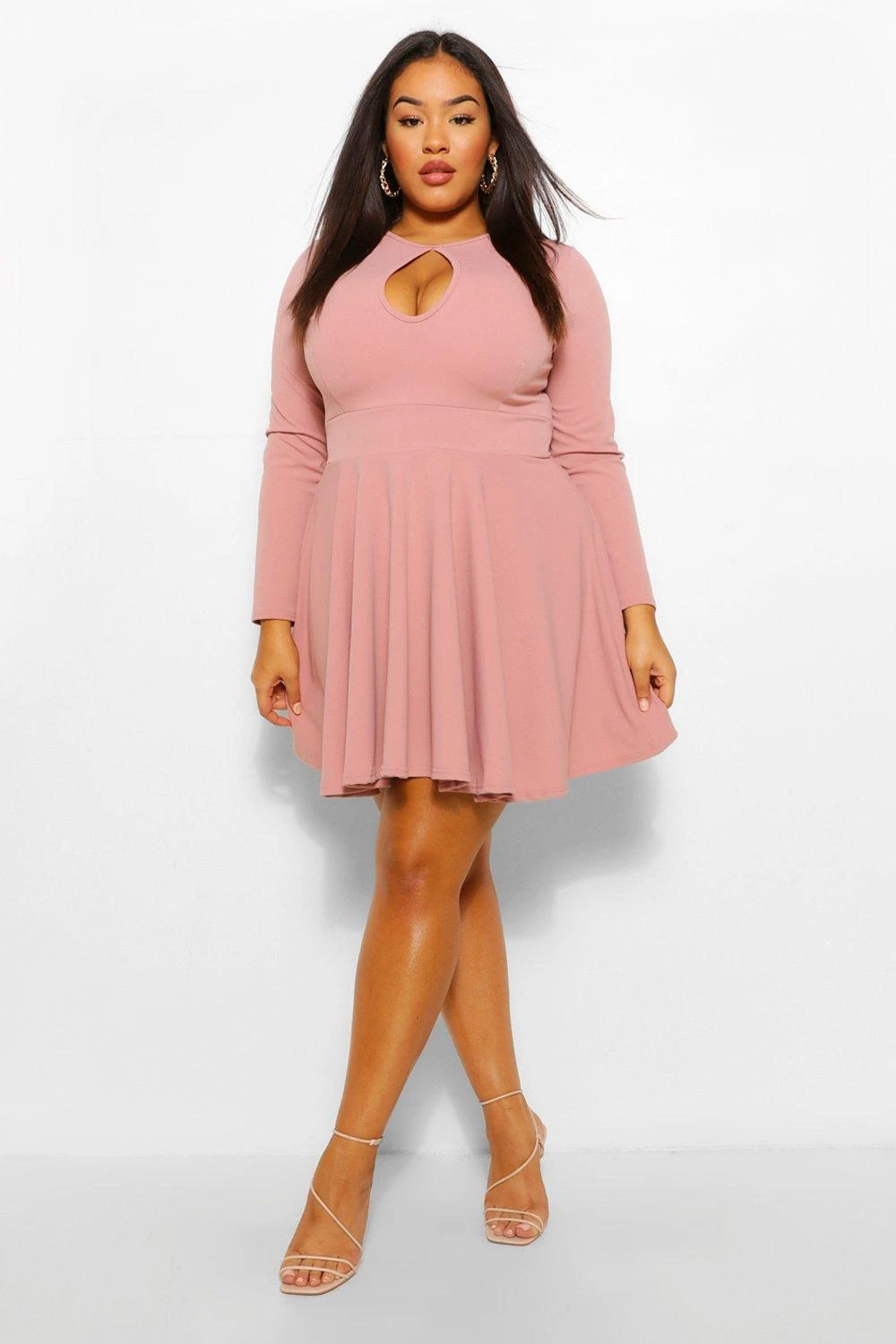 Grande Taille - Robe Patineuse à Découpe Et Manches Longues 6 Grande Taille - Robe Patineuse à Découpe Et Manches Longues – Image 4