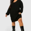 BOOHOO Grande Taille - Robe Pull Courte à Col En V