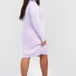 Grande Taille - Robe Pull à Col Roulé 7 Grande Taille - Robe Pull à Col Roulé -Pas Cher Vêtue Diva Magasin pzz60884 lilac xl 1