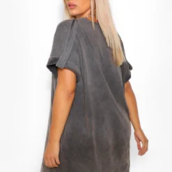 Grande Taille - Robe T-shirt Délavée -Pas Cher Vêtue Diva Magasin pzz61486 charcoal xl 1