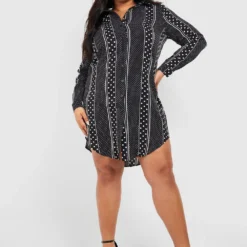 Grande Taille - Robe Chemise Rayée -Pas Cher Vêtue Diva Magasin pzz61993 black xl 2