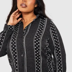 Grande Taille - Robe Chemise Rayée -Pas Cher Vêtue Diva Magasin pzz61993 black xl 3