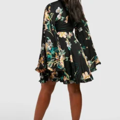 Grande Taille - Robe Patineuse à Manches Larges Et Motif Cachemire Fleuri 7 Grande Taille - Robe Patineuse à Manches Larges Et Motif Cachemire Fleuri -Pas Cher Vêtue Diva Magasin pzz62217 black xl 1