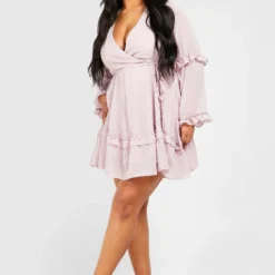Grande Taille - Robe Chemise Volantée -Pas Cher Vêtue Diva Magasin pzz62360 blush xl 2 scaled