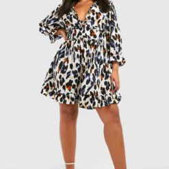 Grande Taille - Robe Patineuse Satinée Imprimé Léopard à Volants 8 Grande Taille - Robe Patineuse Satinée Imprimé Léopard à Volants -Pas Cher Vêtue Diva Magasin pzz62663 black xl 2 scaled