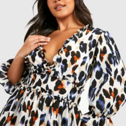 Grande Taille - Robe Patineuse Satinée Imprimé Léopard à Volants 9 Grande Taille - Robe Patineuse Satinée Imprimé Léopard à Volants -Pas Cher Vêtue Diva Magasin pzz62663 black xl 3 scaled