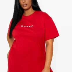 Grande Taille - Robe T-shirt Oversize Honey -Pas Cher Vêtue Diva Magasin pzz62687 red xl 2
