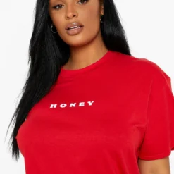 Grande Taille - Robe T-shirt Oversize Honey -Pas Cher Vêtue Diva Magasin pzz62687 red xl 3