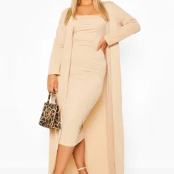 Grande Taille - Ensemble Robe Bustier Et Manteau Ample