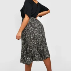 Grande Taille - Robe Patineuse 2 En 1 Effet Plissé -Pas Cher Vêtue Diva Magasin pzz66054 black xl 1 scaled